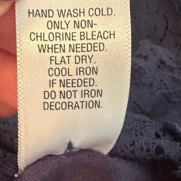 Princess Vera Wang Girls Navy Blue Lace Blouse Size L Peter Pan Collar - Picture 6 of 6